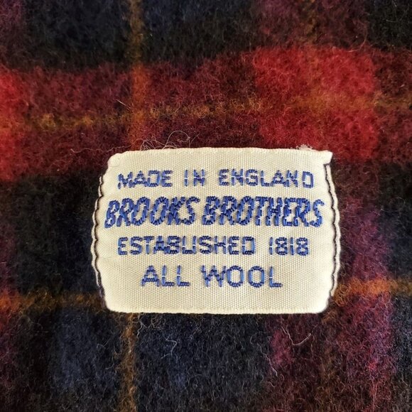 Vintage Brooks Brothers Scarf Made in England 100% Wool 60s Tartan Plaid Fringe - Picture 2 of 6